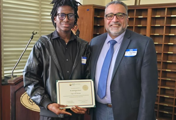 Mr. Jimetochukwu Solomon (Junior, Chemistry Major) awarded at the American Chemical Society's 47th Annual Student Award Ceremony for excellence in undergraduate research in chemistry.