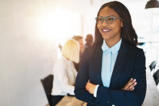 A woman in a suit