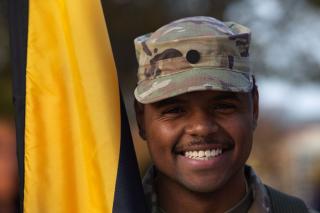 Face of a person in military uniform