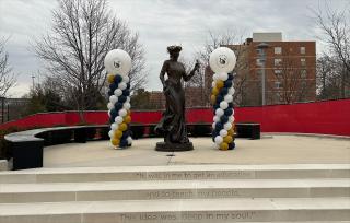 Fanny Jackson Coppin with 125th Anniversary Balloon Columns