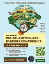 Flyer for Mid-Atlantic Black Farmers Conference at Coppin State University on October 9-11, 2025